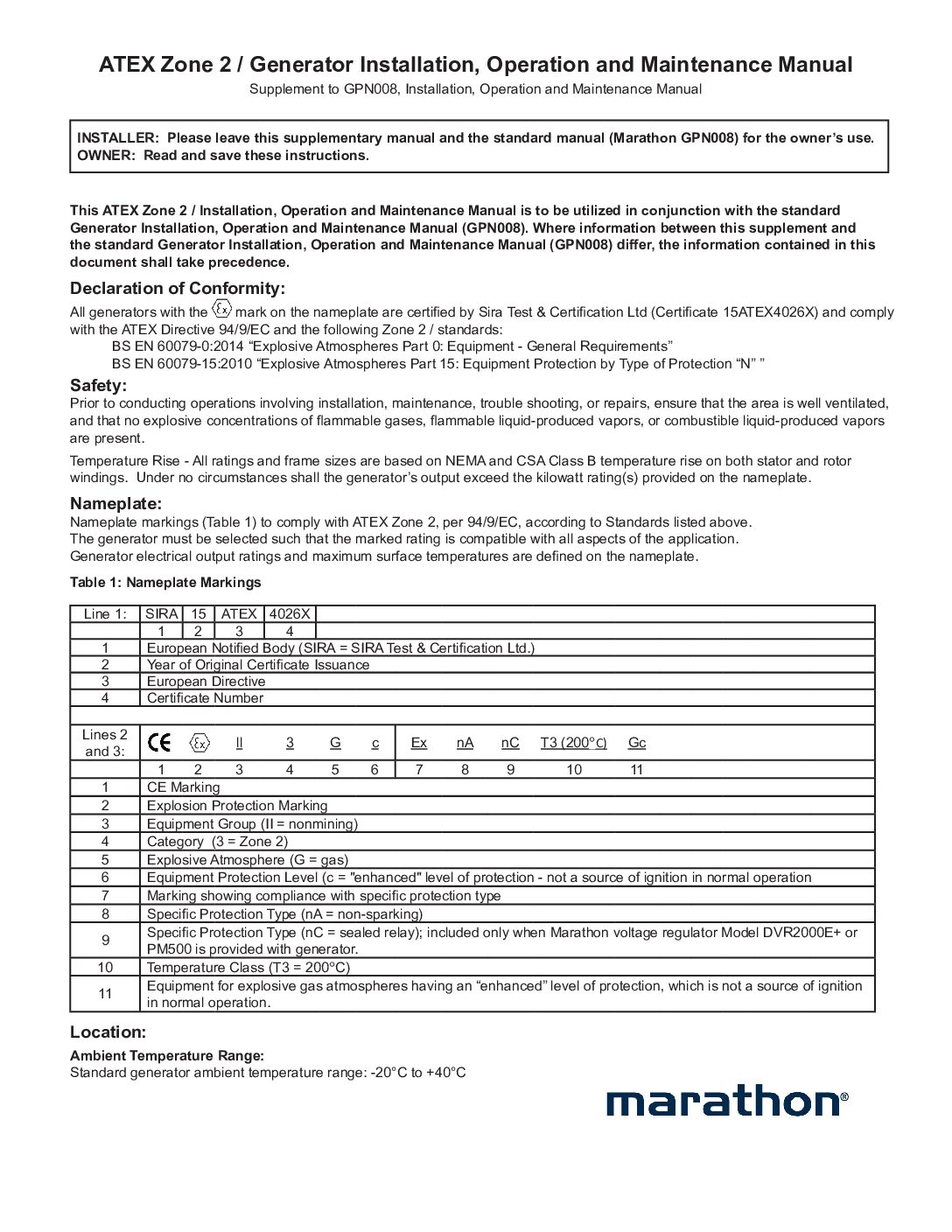 MagnaMax Generator Supplement - ATEX