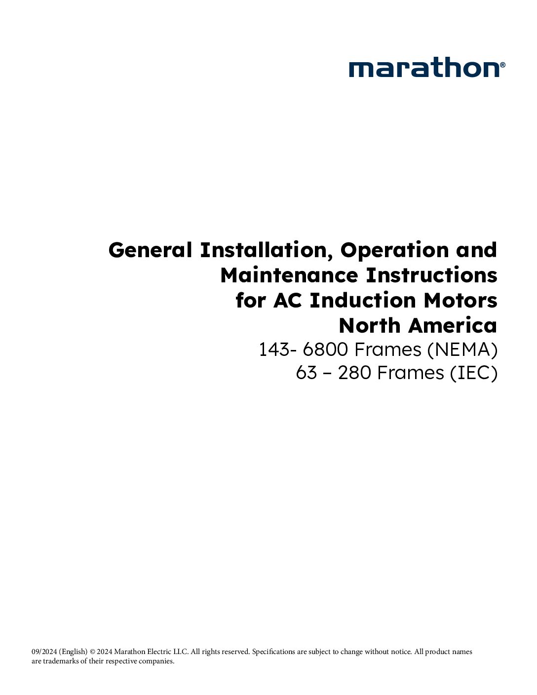 General Installation, Operation and Maintenance for Ac induction Motors